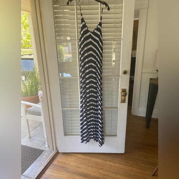 Blue and white cotton pink dress maxi dress size large also fits media - Picture 1 of 4